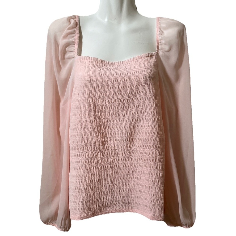 Halogen Top XS Pink‎ Smock Puffed Sleeve Fairycore Princesscore Glam Romantic